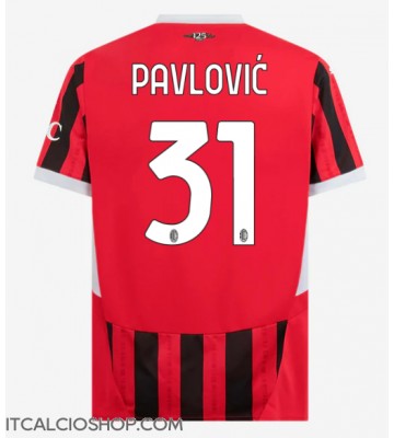 AC Milan Strahinja Pavlovic #31 Prima Maglia 2024-25 Manica Corta